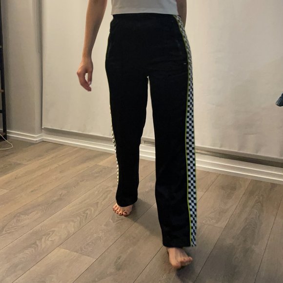 LAZY OAF | Black Track Pant with Checkered Detail (XS) - Picture 7 of 9